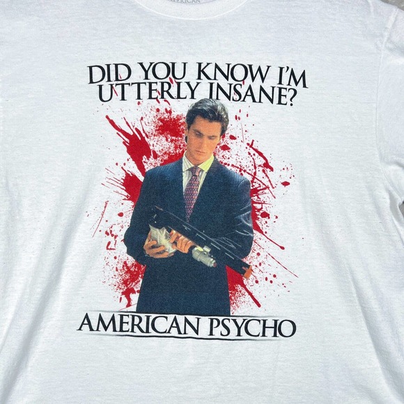American Psycho Shirt Utterly insane Christian Bale Licensed Merchandise sz L - Picture 3 of 4